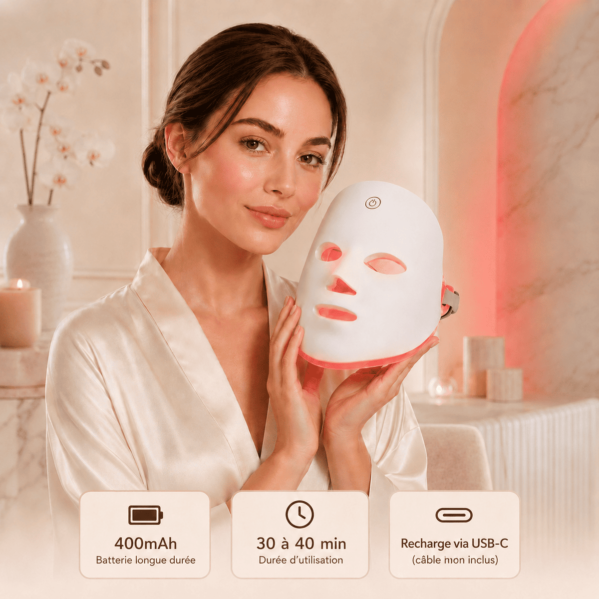 Masque de Luminothérapie  Anti-Rides & Peau Lisse et Nette